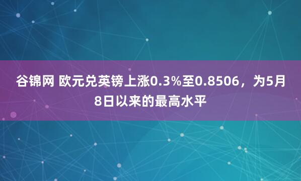 谷锦网 欧元兑英镑上涨0.3%至0.8506，为5月8日以来的最高水平